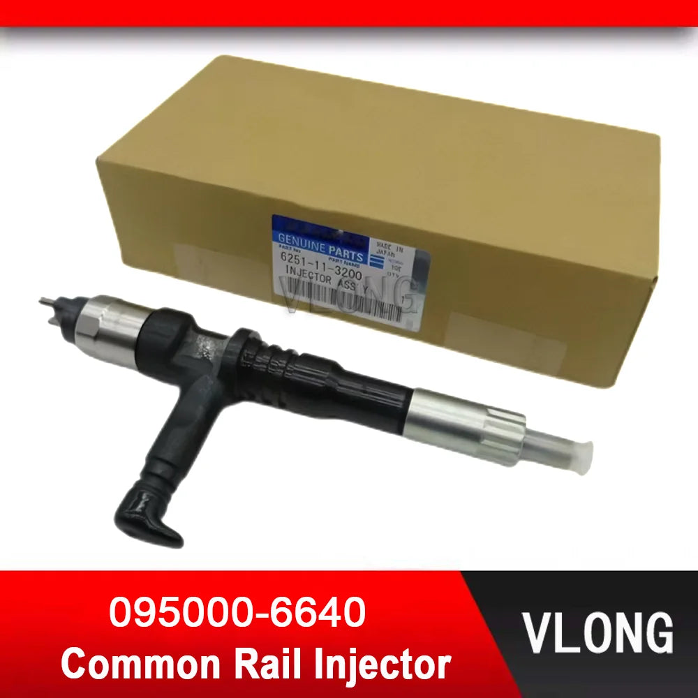 095000-6640 Fuel Injector For Komatsu PC400-8 Excavator 6D125 SAA6D125E-5 WA470 WA480 Diesel Engine Fuel Injector 6251-11-3200