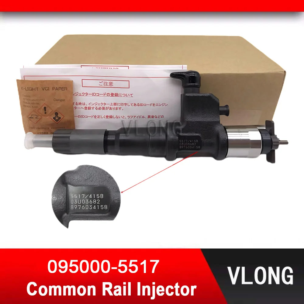 095000-5517 Common Rail Injector For Hitachi ZX40-7 Excavator Isuzu 6WG1 Diesel Engine Fuel Injector 095000-4158 8-97603415-8
