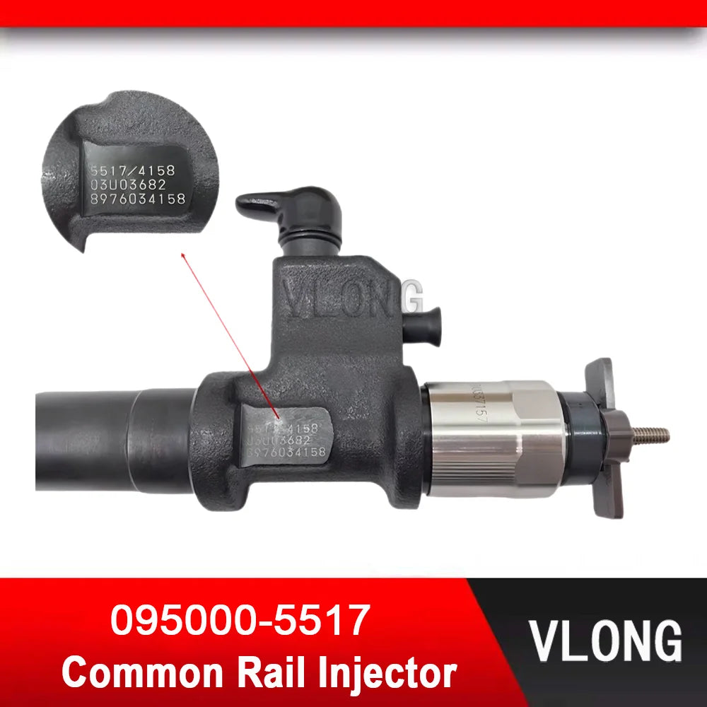 095000-5517 Common Rail Injector For Hitachi ZX40-7 Excavator Isuzu 6WG1 Diesel Engine Fuel Injector 095000-4158 8-97603415-8