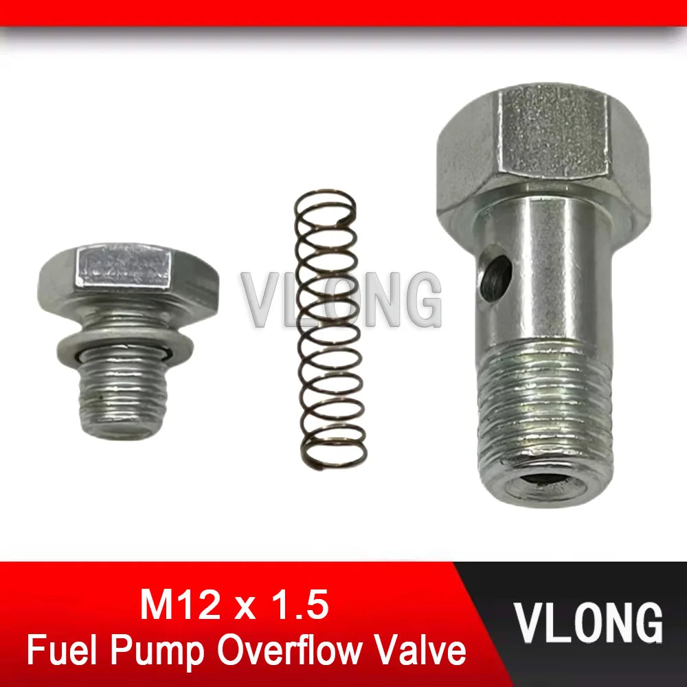 1PCS New M12 Overflow Valve Oil Return Screw Diesel Fuel Pump Oil Return Valve For LiaoNing XinFeng Oil Pump Overflow Valve 12MM
