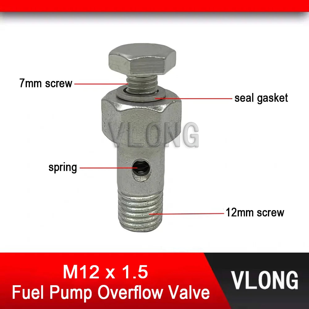 1PCS New M12 Overflow Valve Oil Return Screw Diesel Fuel Pump Oil Return Valve For LiaoNing XinFeng Oil Pump Overflow Valve 12MM